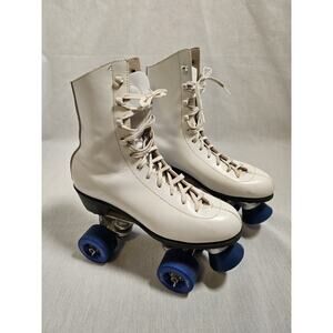 Vtg Pacer Crown White Leather Roller Skates Women's Size 6 - Great Condition
